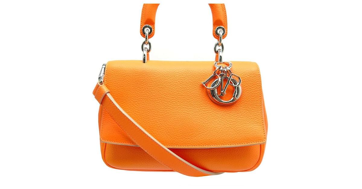 NEW CHRISTIAN DIOR BE DIOR PM HANDBAG WITH ORANGE GRAINED LEATHER CROSSBODY  ref.481567