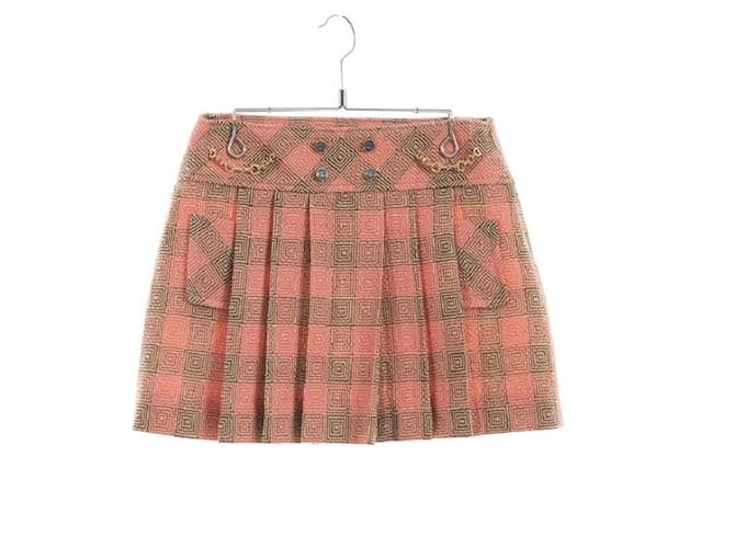 正規品 S Coco check pleats skirt pink beige 正規品 S Coco check pleats skirt pink beige 正規品 S Coco check
