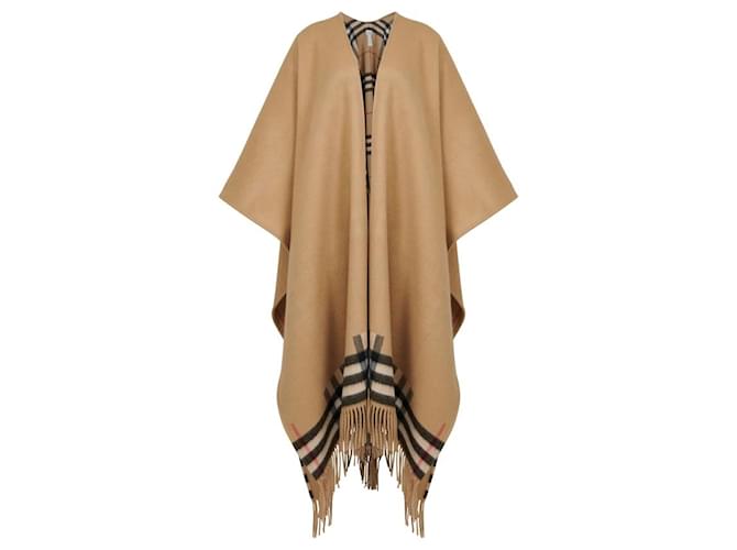 BURBERRY CAPE REVERSIBLE CACHEMIRE LAINE CHECK CAMEL Beige