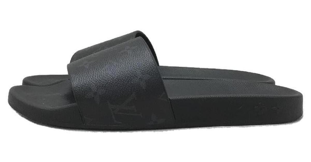 LOUIS VUITTON Mule Waterfront Line Monogram Eclipse / Slide Sandals / UK8 /  Black / PVC ref.483703 - Joli Closet