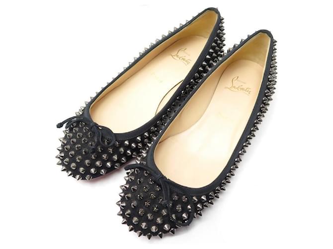 NEW CHRISTIAN LOUBOUTIN SPIKE BALLERINAS SHOES 39 BLACK