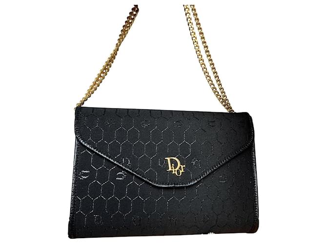 Abeille Dior Monogram black bag new with box Cuir Coton Noir Doré