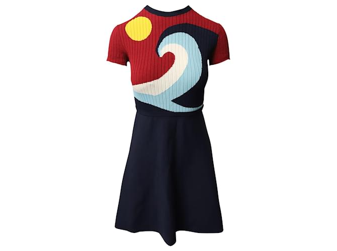 Red Valentino Sun and Waves Knit Mini Dress in Multicolor