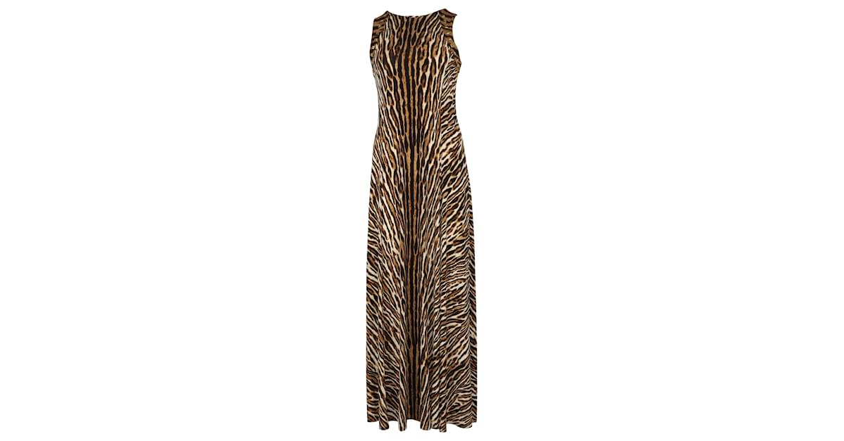 Michael Kors Tiger Maxi Dress in Animal Print Polyester  - Joli  Closet