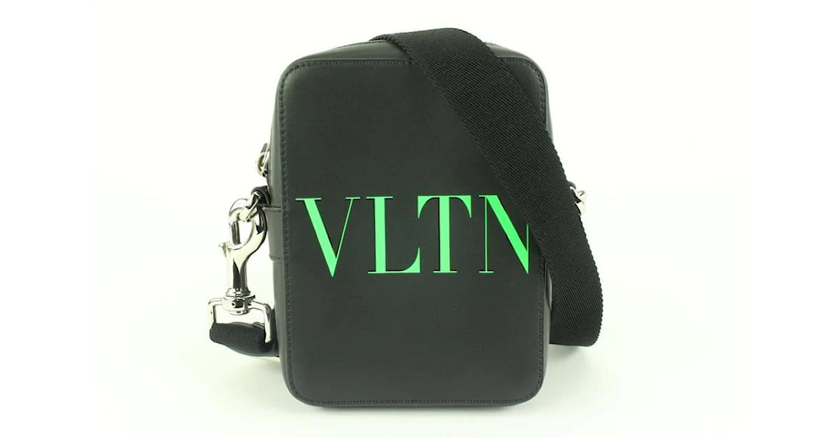 Valentino Black x Green Small Printed Vltn Crossbody Bag 112v34