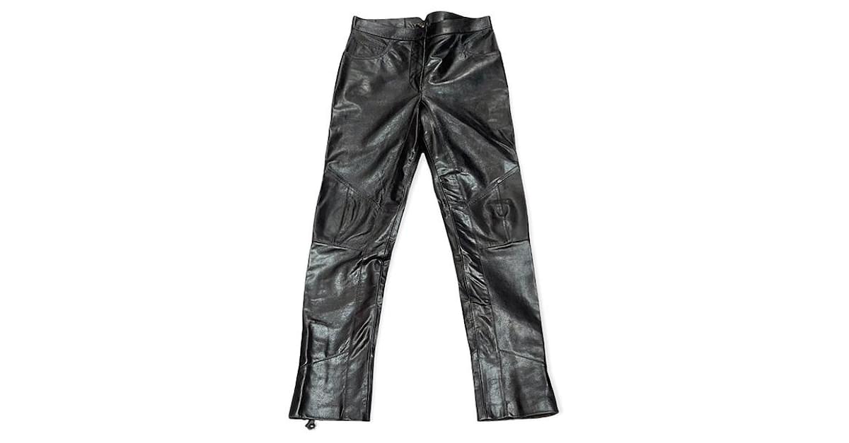 Louis Vuitton Pants, leggings Dark brown Leather ref.493197 - Joli