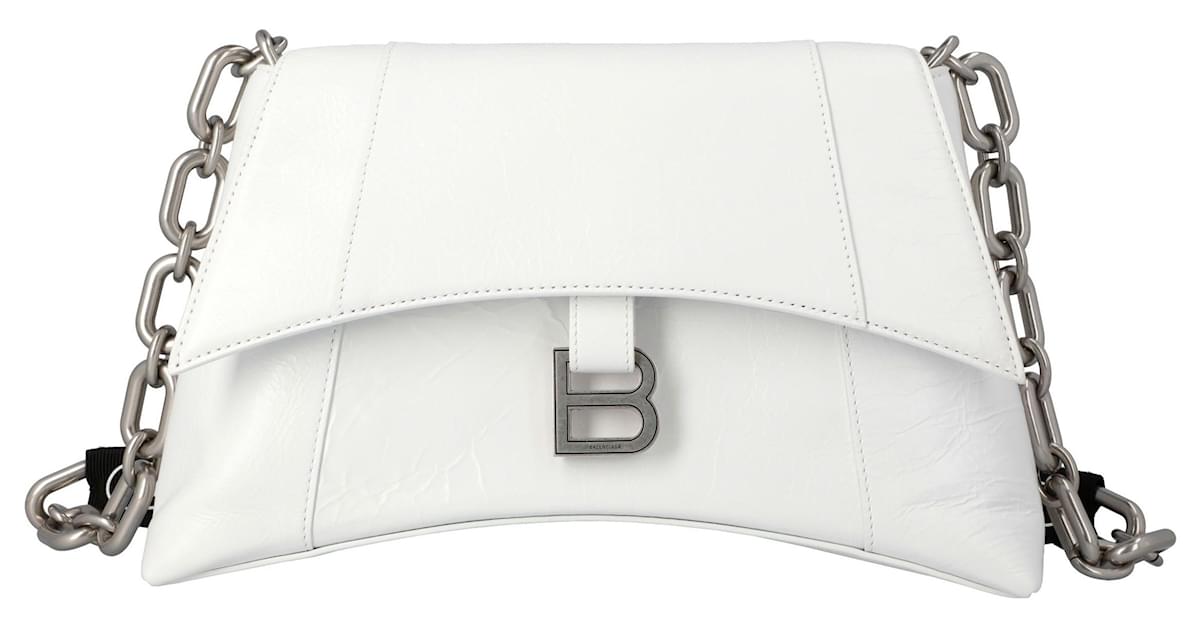 AUTHENTIC Balenciaga Downtown Small Shoulder Bag w/ Chain White