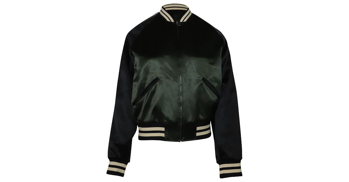 Gucci Men's Bomber Jacket with Stripe in Green Acetate ref.493882