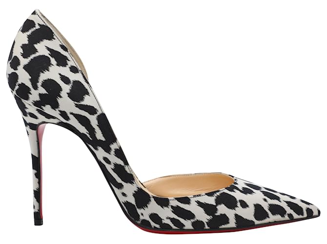 CHRISTIAN LOUBOUTIN 100mm Iriza Leopard Print Pumps in Black and White  Leather ref.494348 - Joli Closet