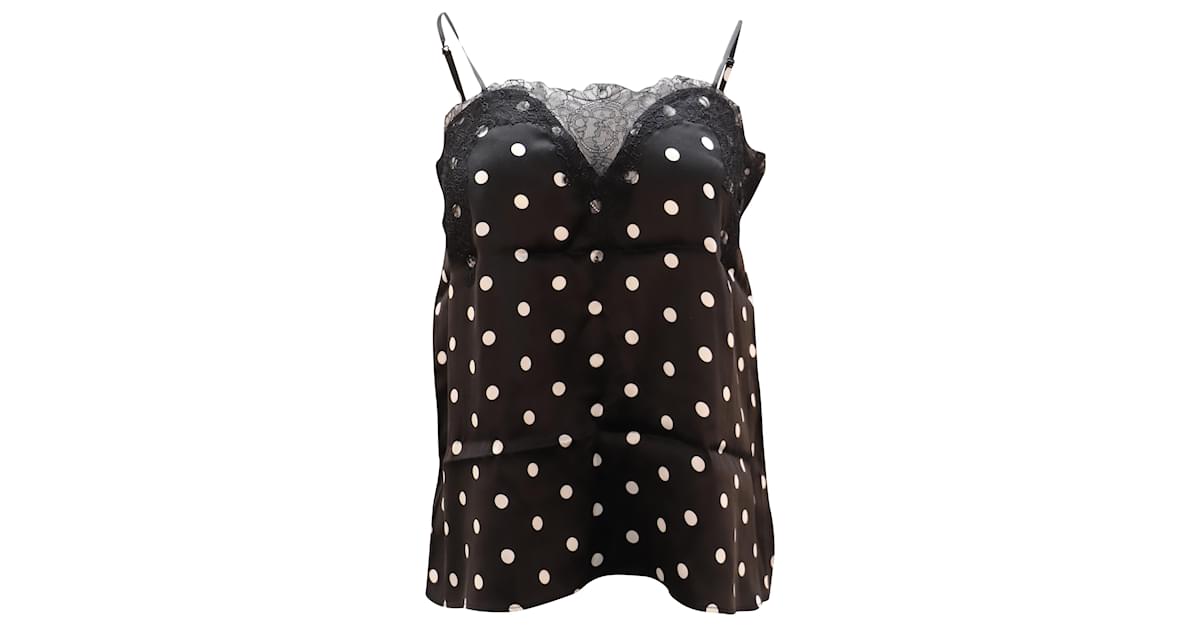 Autre Marque Cami NYC Polka Dot Sweetheart Camisole in Black Print