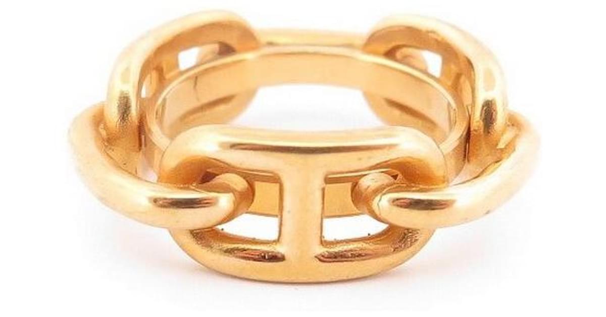 Hermès HERMES REGATE SCARF RING CHAINE D'ANCRE METAL DORE GOLD SCARF ...