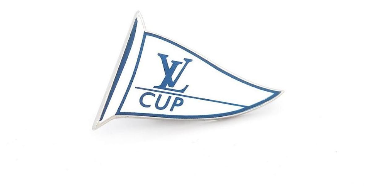 Louis Vuitton, Jewelry, Louis Vuitton Louis Vuitton Cup Pin Badge Batch  Flag Gold Blue