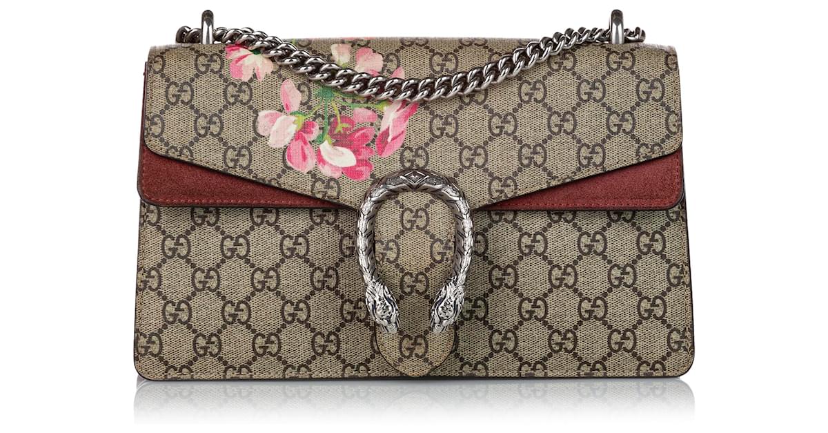 Brown Gucci Small GG Supreme Blooms Dionysus Shoulder Bag