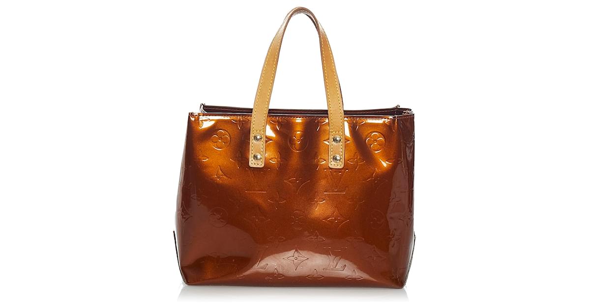 Louis Vuitton Yellow Vernis Reade PM Brown Mustard Bronze Leather