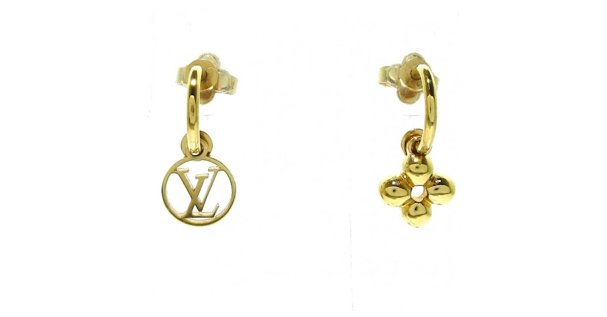 Louis Vuitton M64859 Book de Reille Blooming Logomania Earrings Gold F/S
