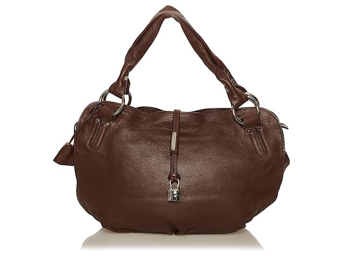 Céline Celine Brown Bittersweet Leather Hobo Bag Dark brown Pony