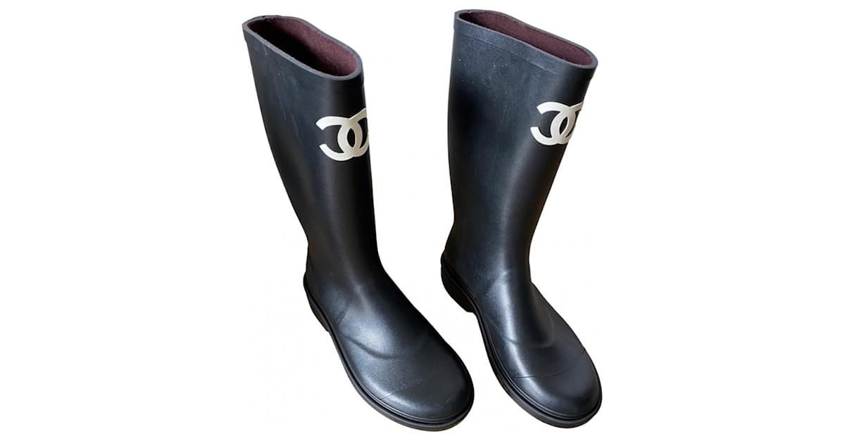 Chanel Boots Black Rubber ref.500060