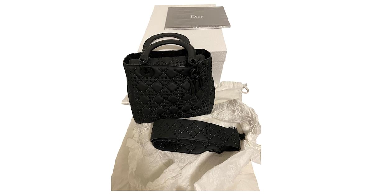 Christian Dior Lady Dior Ultra Black studded Leather ref.500099 - Joli  Closet