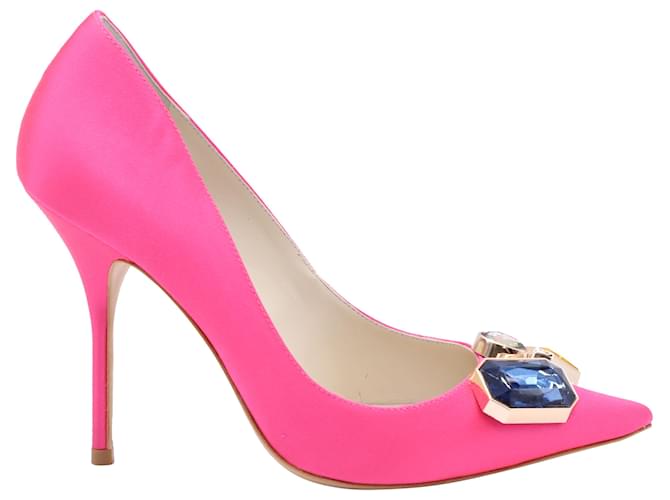 Sophia Webster Lola Gem Embellished Pumps in Pink Satin ref