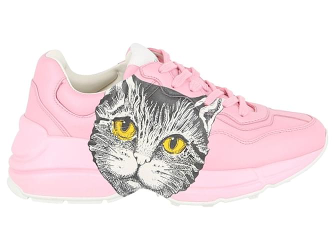 Gucci Rhyton Mystic Cat Leather Sneaker Pink ref.503040 Joli Closet