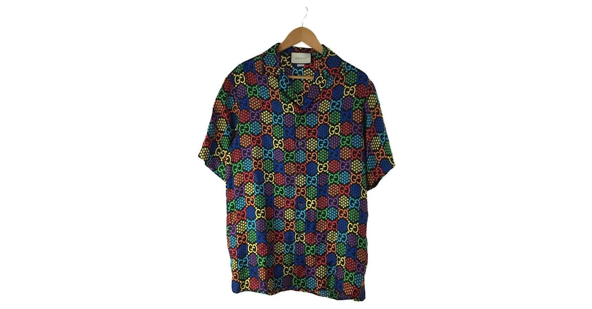 Gucci GG Psychedelic Print Bowling Shirt in Blue for Men