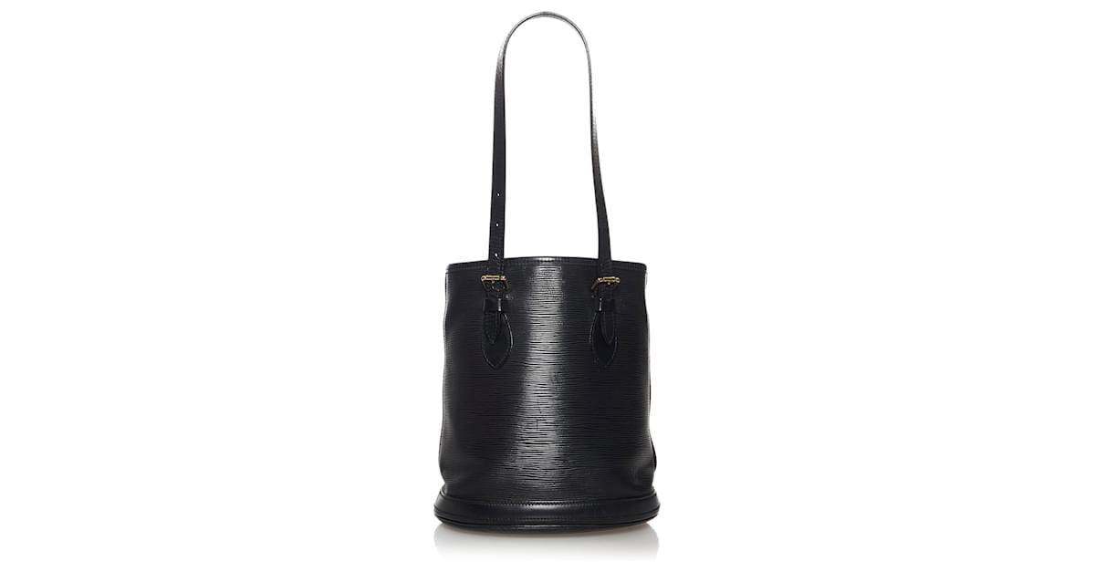 Louis Vuitton Bucket PM Black in Patent Calfskin Leather with