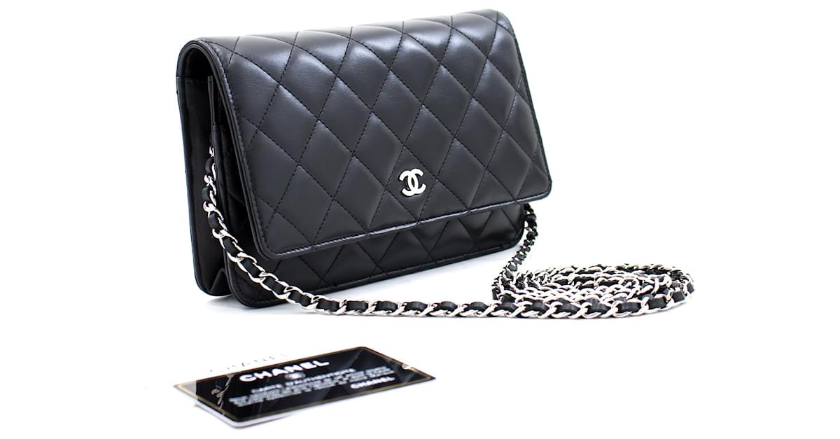 CHANEL Black Classic Wallet On Chain WOC Shoulder Bag Crossbody Leather  ref.504108