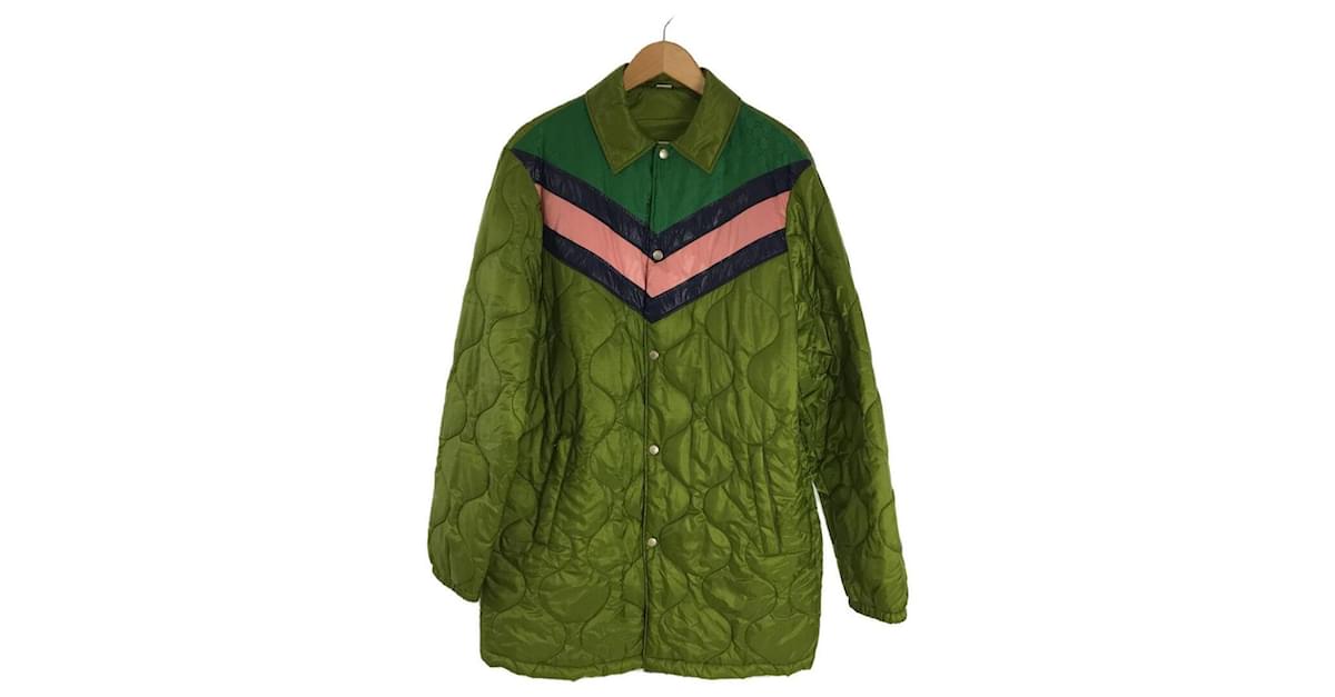 GUCCI Jacket in green fabric and GG pattern