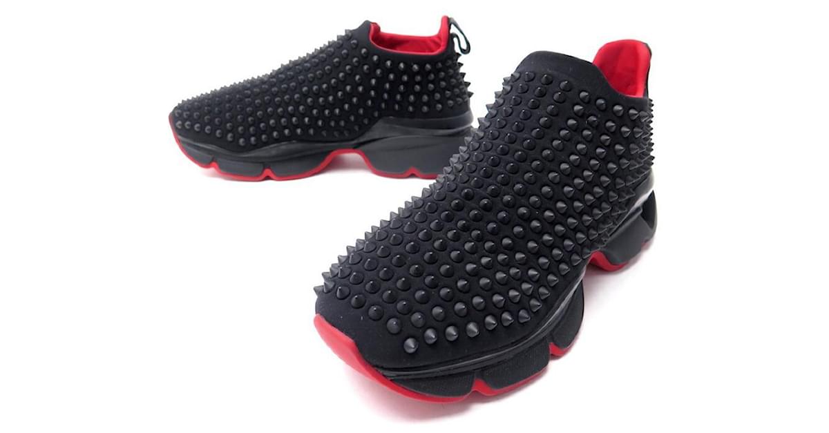 NEW CHRISTIAN LOUBOUTIN SPIKE SOCK SHOES 40 BLACK NEOPRENE SHOES ref.505806  - Joli Closet