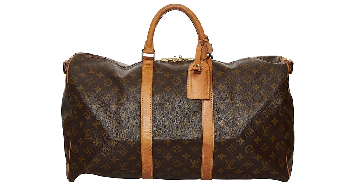 Louis Vuitton keepall 50 Red Dark brown Leather Cloth ref.214995