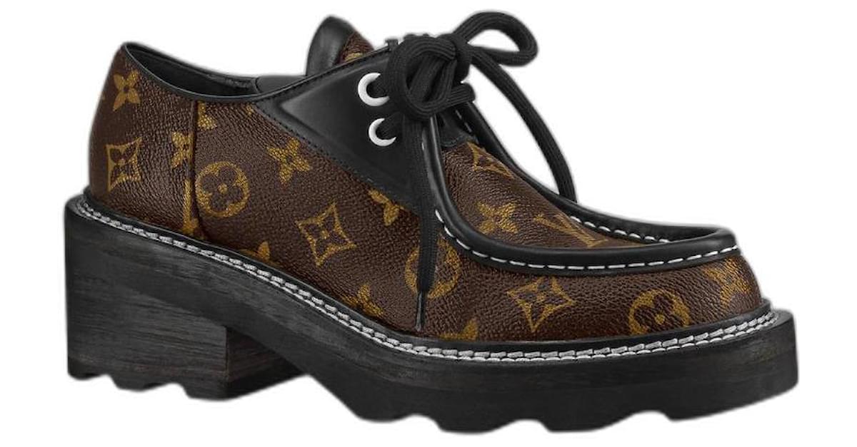 Louis Vuitton zapatos con plataforma LV Beaubourg Castaño Cuero ref.509140  - Joli Closet