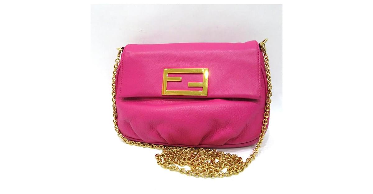 Baguette leather handbag Fendi Pink in Leather - 40083432