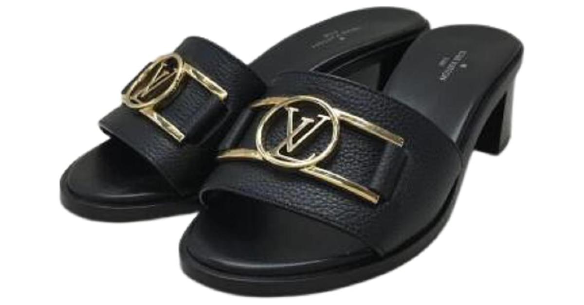 Leather sandals Louis Vuitton Black size 9.5 US in Leather - 32174875