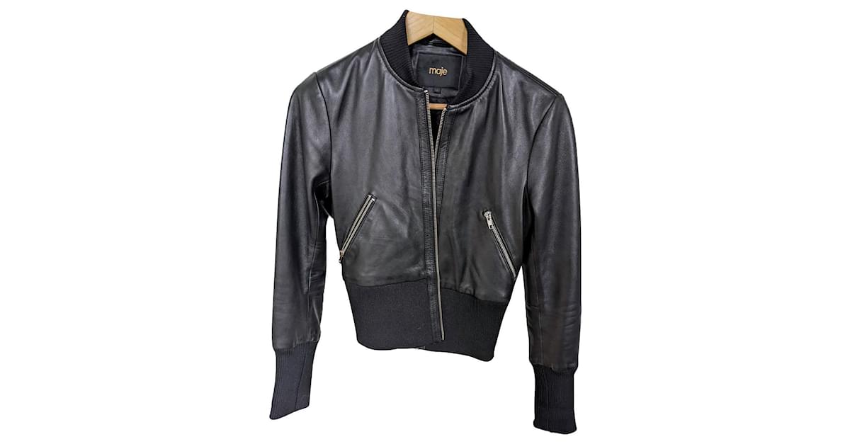 Perfecto Maje Black Leather ref.509328 - Joli Closet