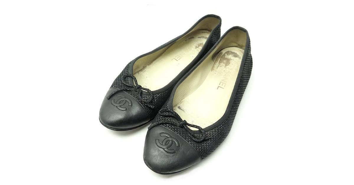 chaussures chanel logo cc g02819 37.5 ballerines en