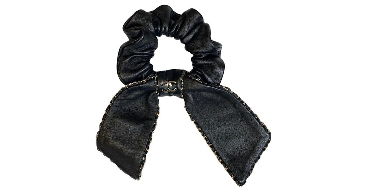 CHANEL Leather Black Hair Accessories for Women for sale