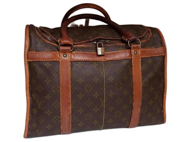 Louis Vuitton Sac Chaussures Sac de voyage Cuir Toile Marron