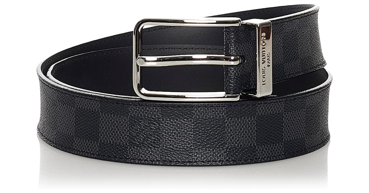 Louis Vuitton Black Damier Graphite Pont Neuf Belt Grey Cloth Metal  ref.514877 - Joli Closet
