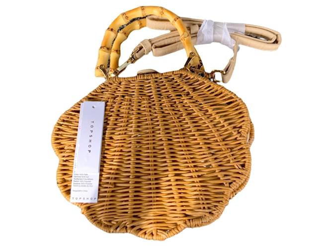 Topshop Straw Shell Bag Shell Trim Oversized Straw Beach Bag Boohoo - Main Image