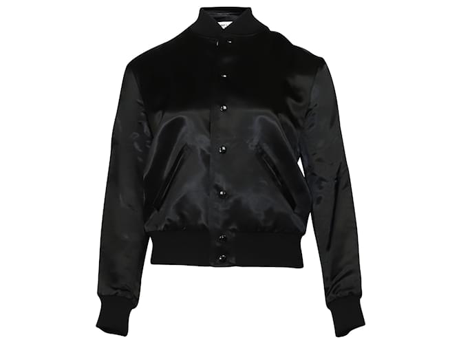 Saint Laurent Sweet Dreams Shark Bomber Jacket in Black Viscose