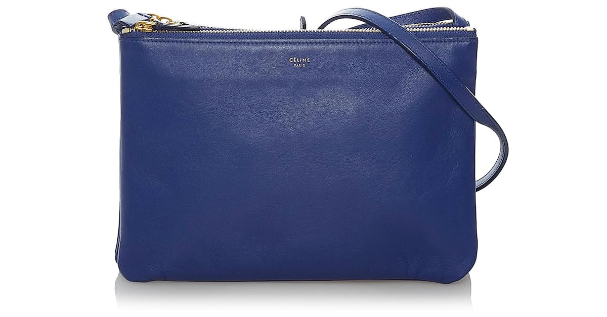 Céline Celine Blue Small Trio Crossbody Leather Pony-style