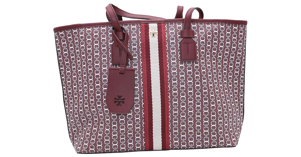 Tory Burch Gemini Link Top Zip Dutch Red Tote Bag 