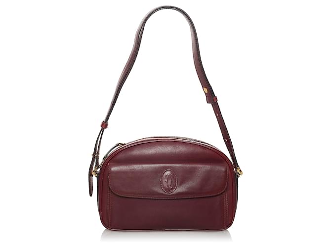 Cartier Red Must de Cartier Leather Shoulder Bag Dark red Pony