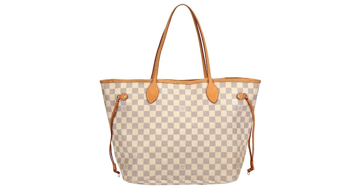 Louis Vuitton White Damier Azur Neverfull MM Cloth ref.953594