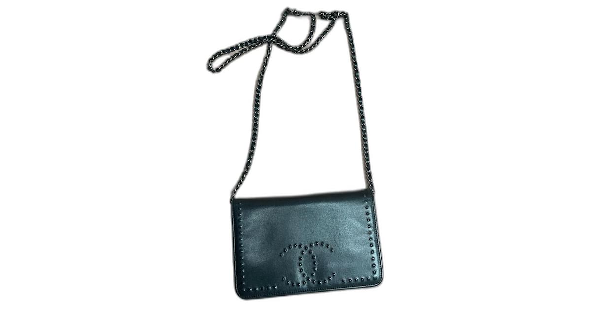 Chanel vintage Wallet on Chain shoulder bag Black Leather ref