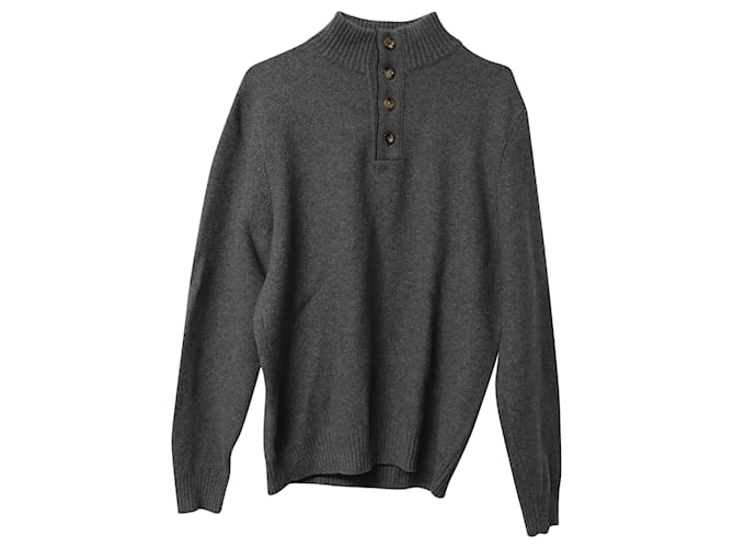 Pull Col Boutonné Loro Piana en Cachemire Gris Laine ref.522336 - Joli