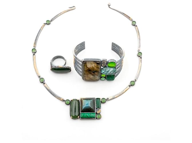 Bottega Veneta Necklace, cuff and ring set in silver 925 and