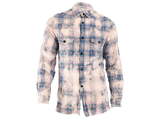 Saint Laurent Bleached Check Shirt in Multicolor Cotton Multiple