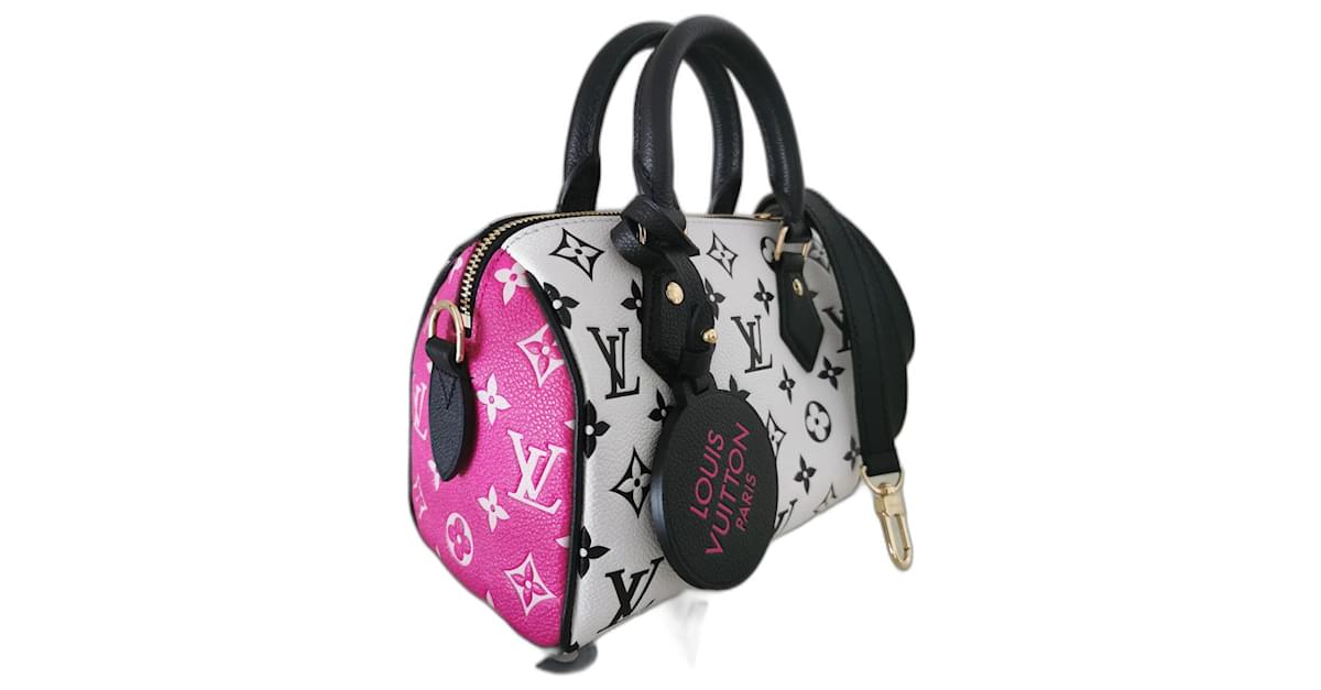 LOUIS VUITTON-LV SPEEDY BANDOULIÈRE 20 Handbag Shoulder Bag Black White Pink