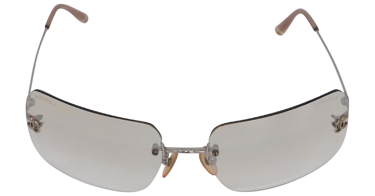 Chanel 4017-D Rimless Sunglasses in Brownish Grey Metal ref.523390
